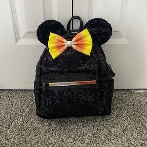 Disney Parks Loungefly Mini Backpack - Candy Corn - Sequined W/ Mouse Ears